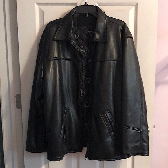 Vincent Collection Other - Black Faux Leather Jacket Mens Large